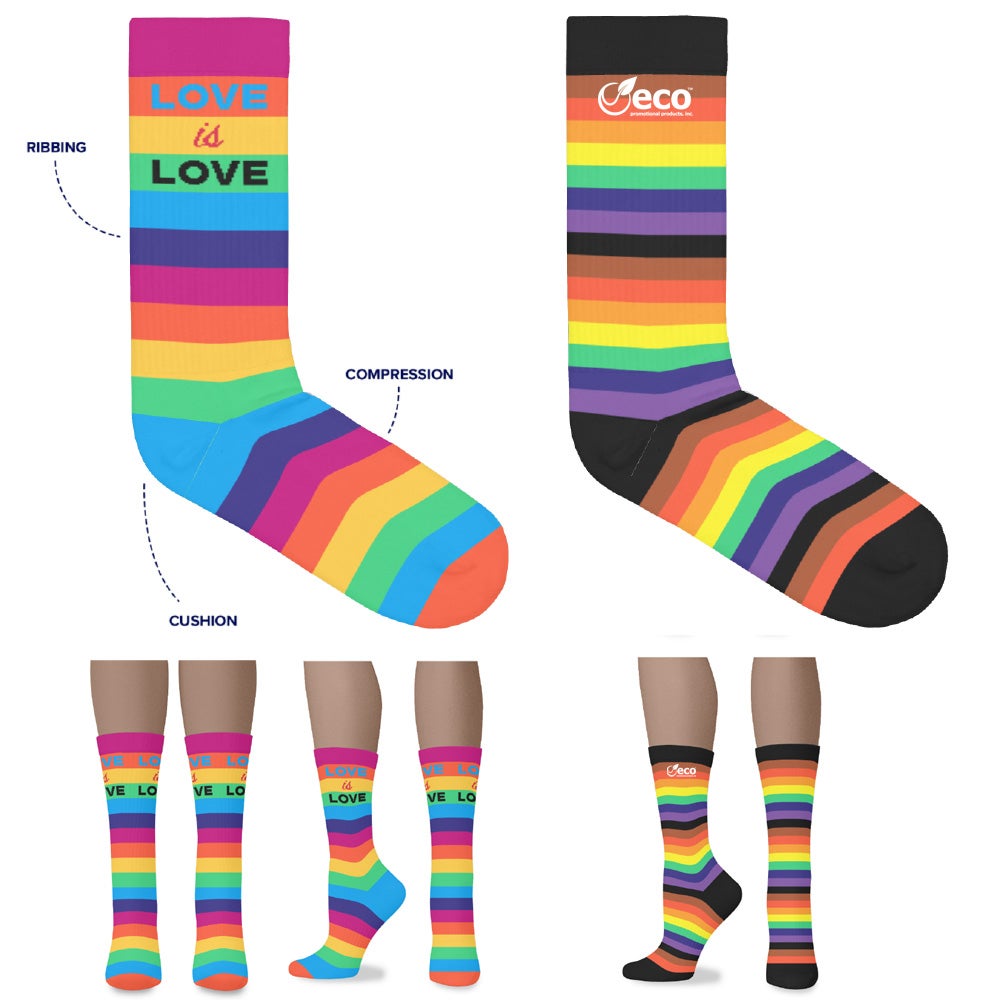 Pride Socks with Custom Top Wrap USA Made Eco Promotional Products